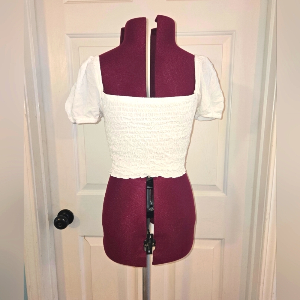 Princess Polly Size 6 White Shirred Crop Top